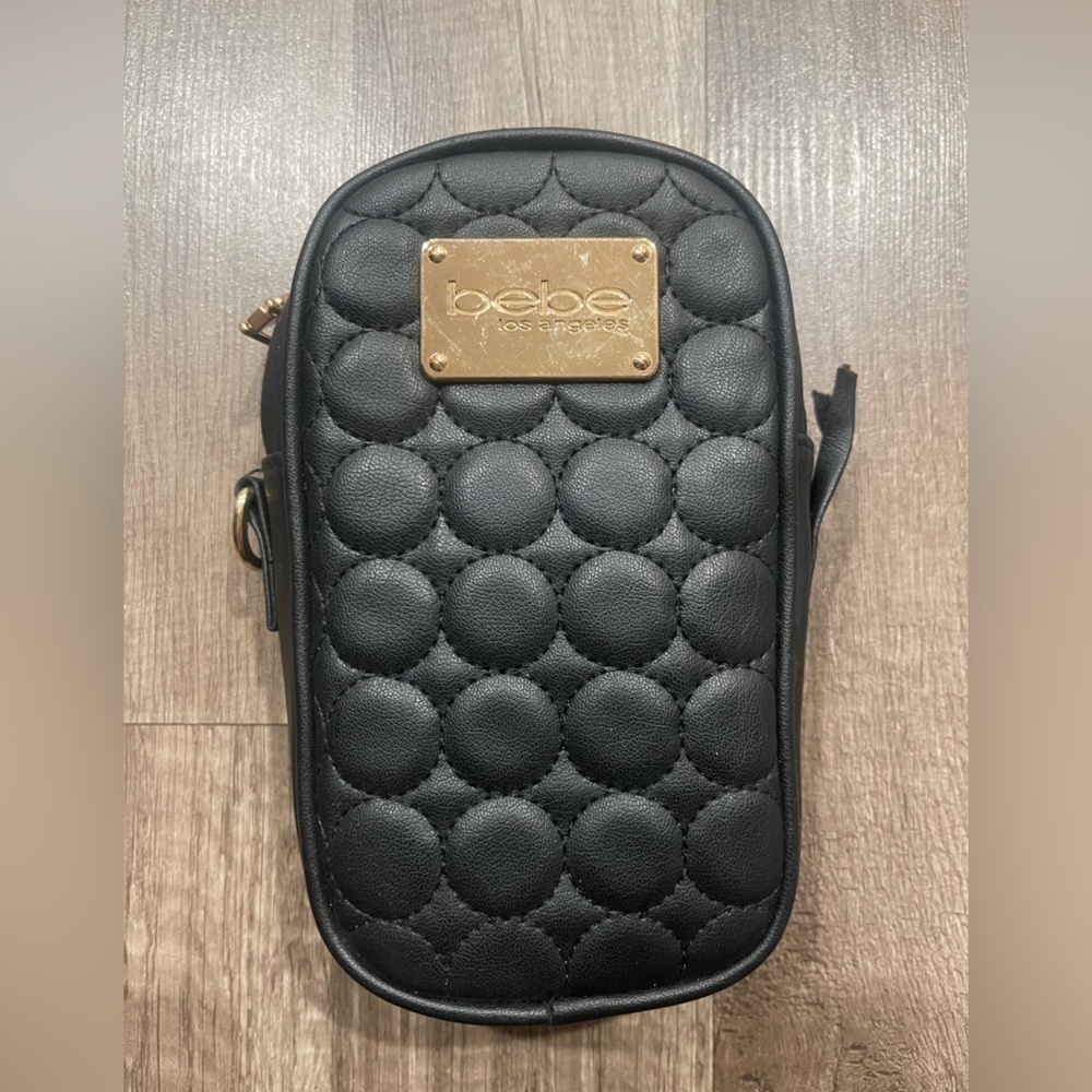BEBE Y2K quilted black mini bag clutch crossbody bag flawed 90s phone bag